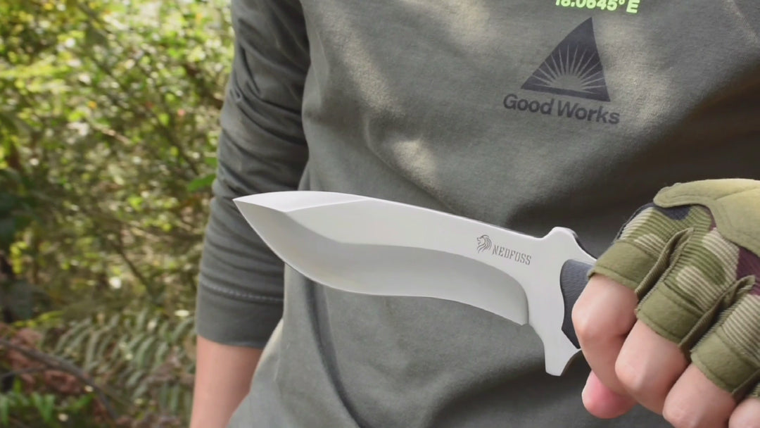 NedFoss Kukri Outdoor Knife, 6.7'' Full Tang Fixed Blade Bushcraft Knife with G10 Handle