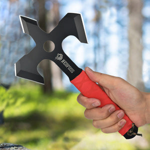 NedFoss Wurfäxte und Tomahawks, 3er-Pack einteilige dreischneidige Wurfaxt aus Stahl mit Scheide, 2,16-Zoll-Wurfaxt-Set mit mit Paracord umwickeltem Gummigriff für Axtwurfspiele 