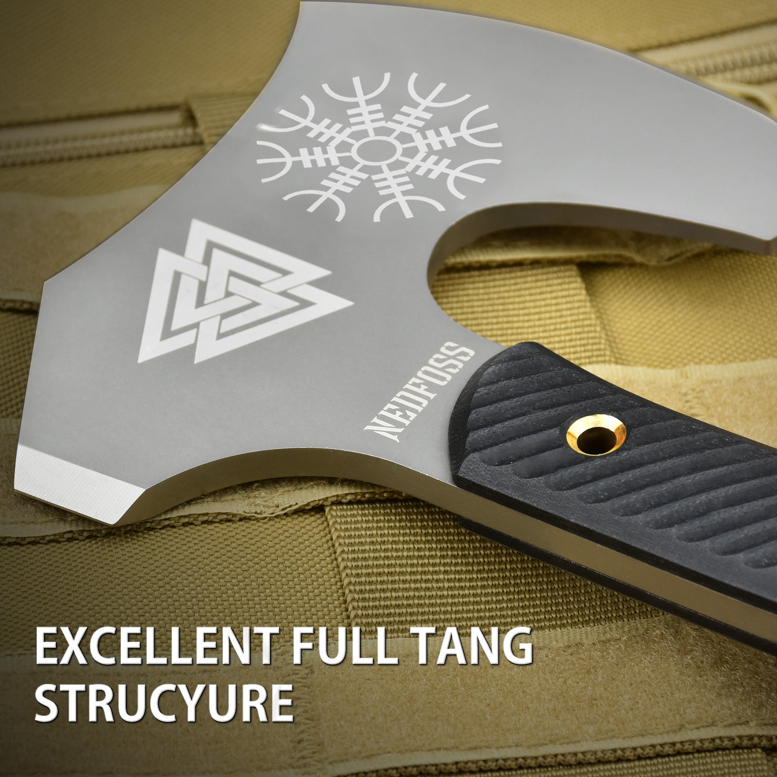 Nedfoss Vikings Tactical Tomahawk,Full Tang Berserker Blade