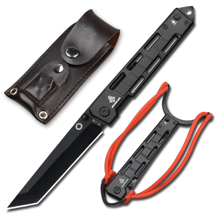 Nedfoss Pocket Knife with Slingshot and Glass Breaker, Tanto Blade