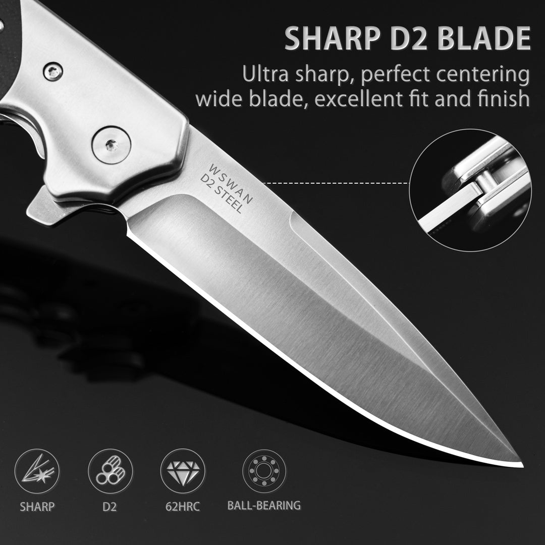  Pocket Knife for Men, Folding Knife with Clip, EDC Pocket Knives  with Flipper Open and Liner Lock, Sharp Tactical Knife for Outdoor Survival  Camping Hunting Fishing, Cool Knifes for Dad, Mens