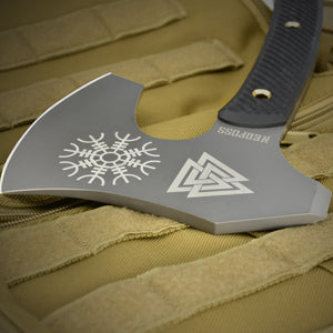 NedFoss Vikings Tactical Tomahawk, 12.2" Full Tang Berserker Blade Axe with G10 Handle and Leather Sheath