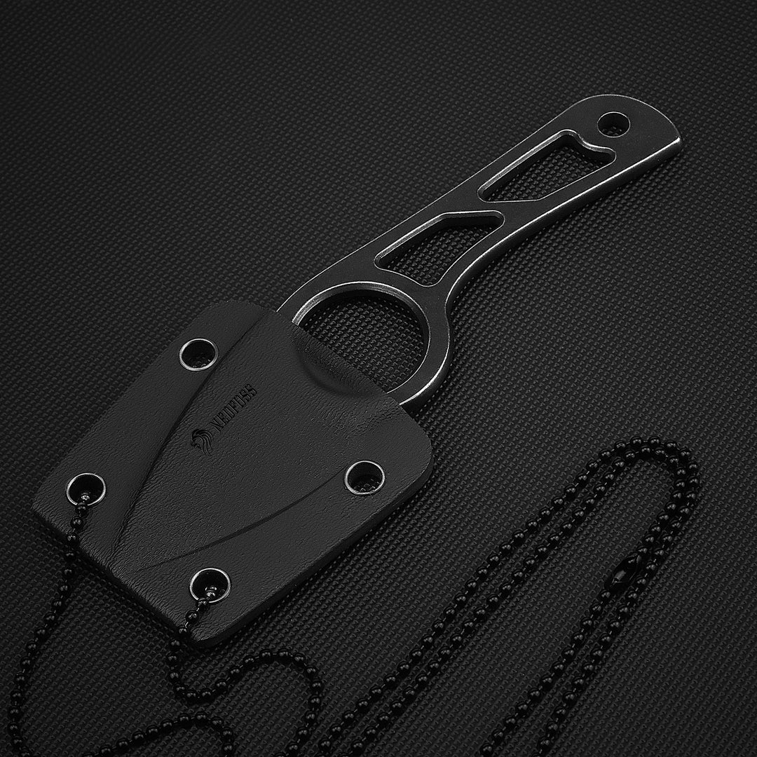NedFoss Crow Neck Knife, 1.9'' Blade Full Tang Fixed Blade Utility Knife with Kydex Sheath, EDC Knife