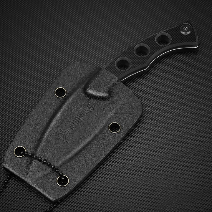 NedFoss Squirrel Neck Knife 2.7'' Kukri Blade, Small Fixed Blade Knife With Kydex Sheath and G10 Handle, Self Defense EDC Knife