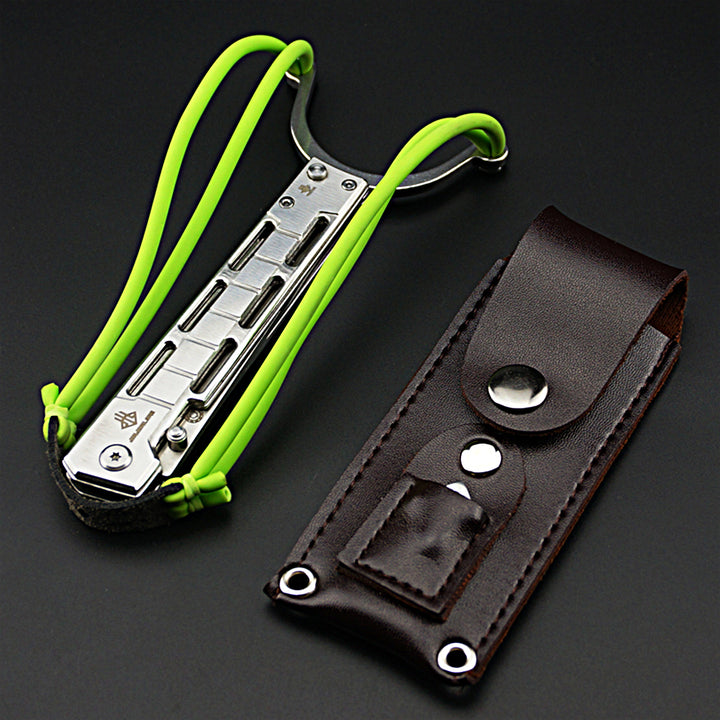 Tanto Pocket Knife with Glass Breaker, Slingshot, Pocket Clip, Liner Lock