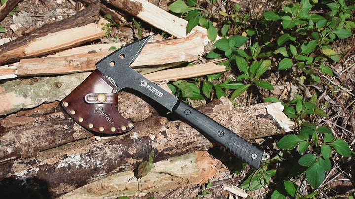 Eagle Full Tang Tactical Tomahawk and Viking Axe with Spike and Leather Sheath, Survival Hatchets