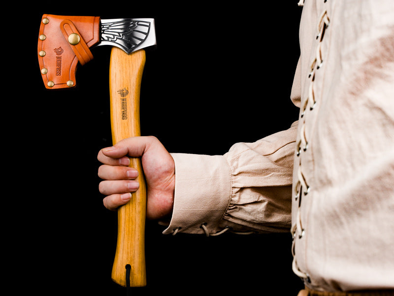 Nedfoss Valkyrie Viking Axe, Bearded Axe, with Leather Sheath and