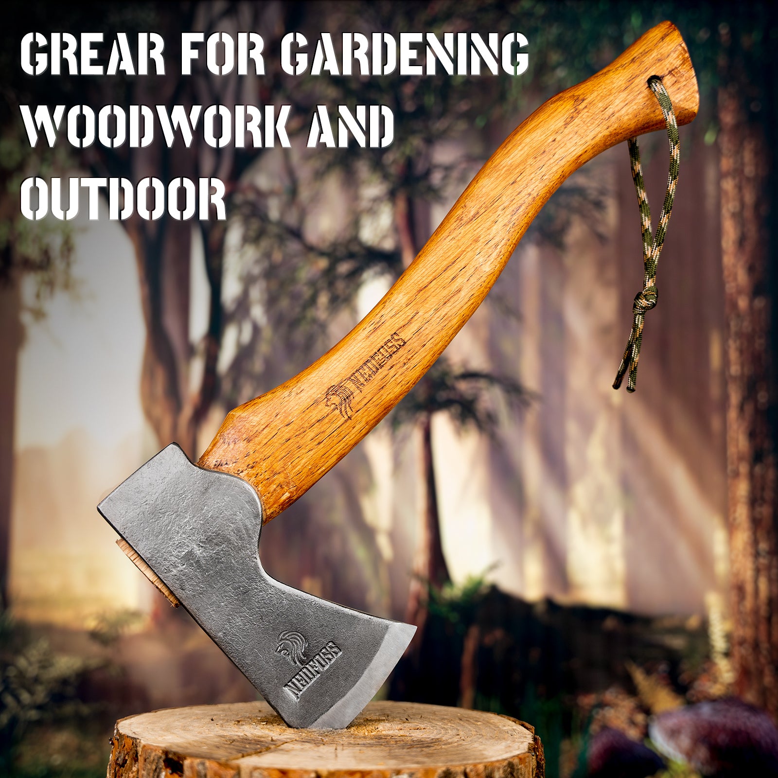 RF38 Outdoor Hatchet, Forged Carbon Steel and Head Beech Wood