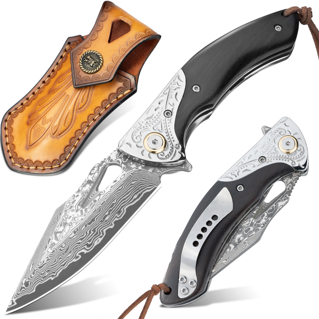 NedFoss tiger-shark 2.75 Damascus Pocket Knife with Engraved Pattern –  NEDFOSS OFFICIAL STORE