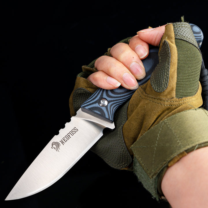 Feststehendes Bushcraft-Messer für Männer, Dienstgürtelmesser mit Kydex-Scheide, 8,25-Zoll-Jagdklinge mit durchgehendem Zapfen und strapazierfähigem, rutschfestem G10-Griff, klein bis mittelgroß