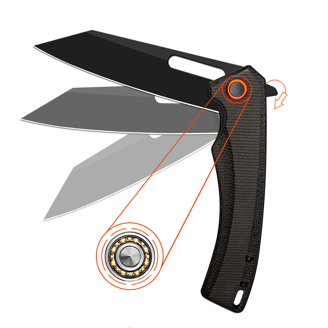 NedFoss Taschenmesser, 3,5-Zoll-Taschenmesser aus D2-Stahl für Herren, Federunterstütztes Öffnungsmesser mit Clip, langlebiger Micarta-Griff