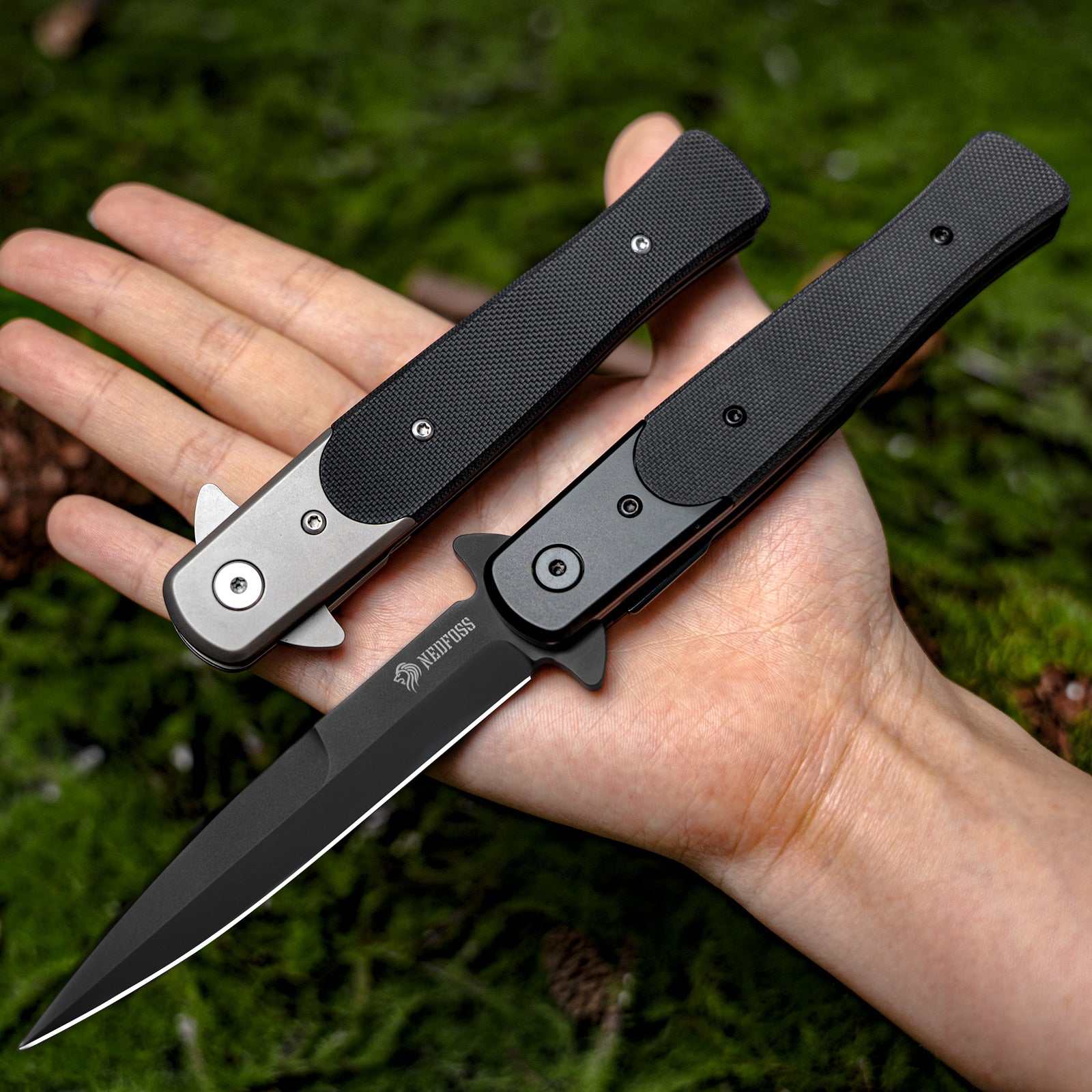 Mermaid Italian Stiletto Pocket Knife,D2 Steel Blade and G10