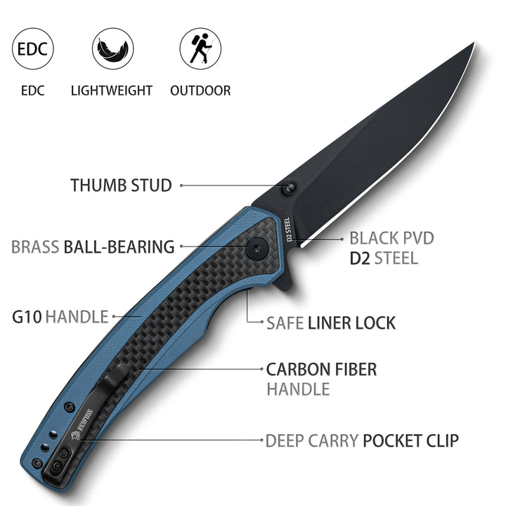 Dolphin Pocket Knife,Carbon-Fiber and  D2 Steel Blade