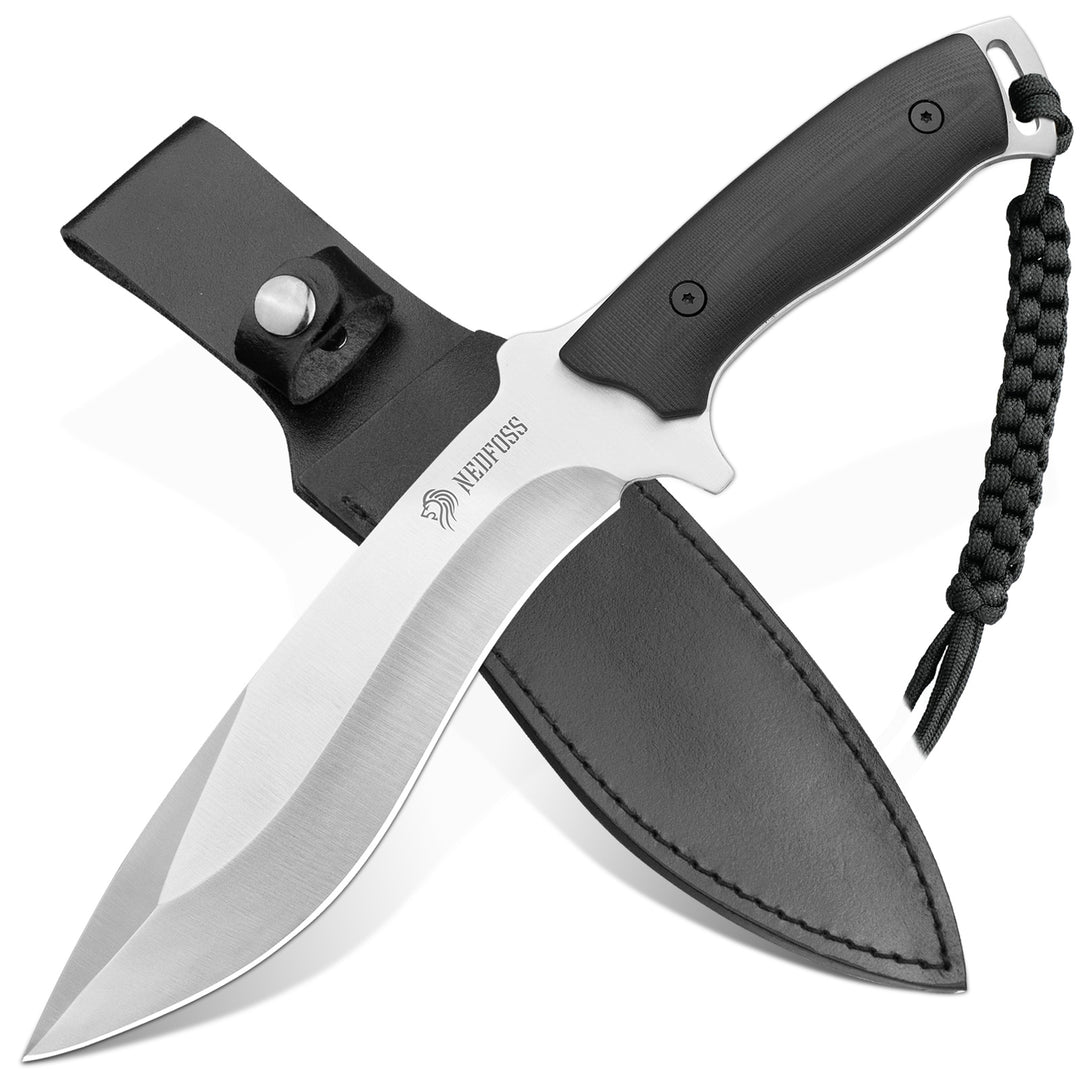 NedFoss feststehendes Bushcraft-Messer mit Scheide, 11,5'' Full Tang Kukri Machete Survival-Jagdmesser mit G10-Griff für Outdoor, Camping und Survival, Camping-Geschenke für Männer