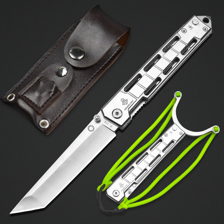 Nedfoss Pocket Knife with Slingshot and Glass Breaker, Tanto Blade